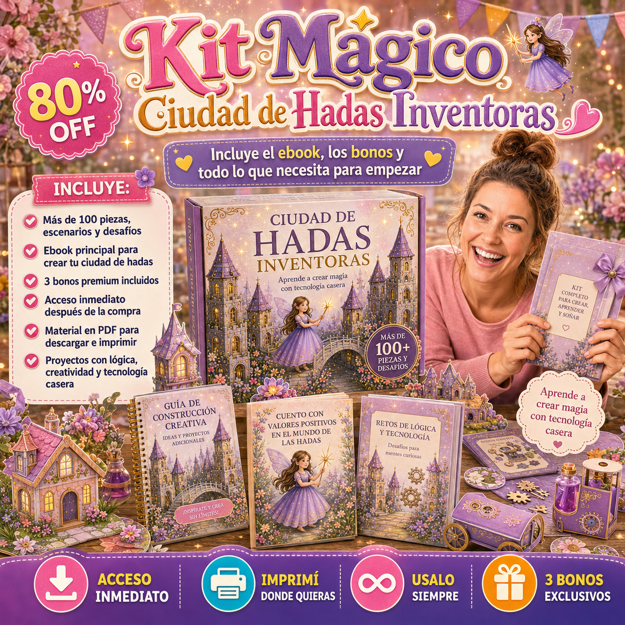 KIT MÁGICO Ciudad de Hadas Inventoras | Play Idea + BONOS Regalos